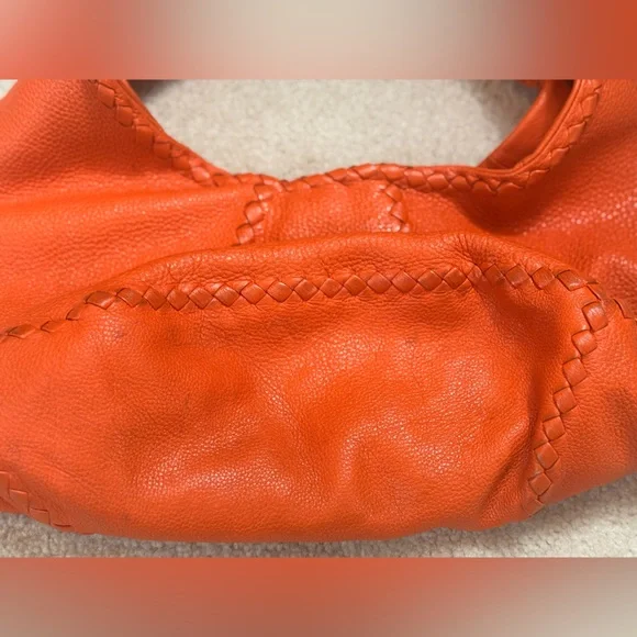BOTTEGA VENETA 1Cervo Deerskin Large Hobo, Tangerine - Picture 10 of 14